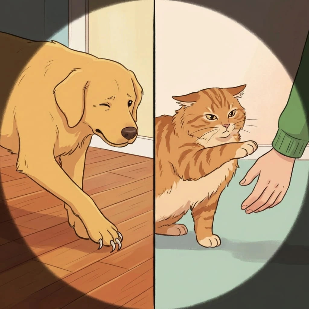 Hund und Katze nach schlechtem Krallenschneiden