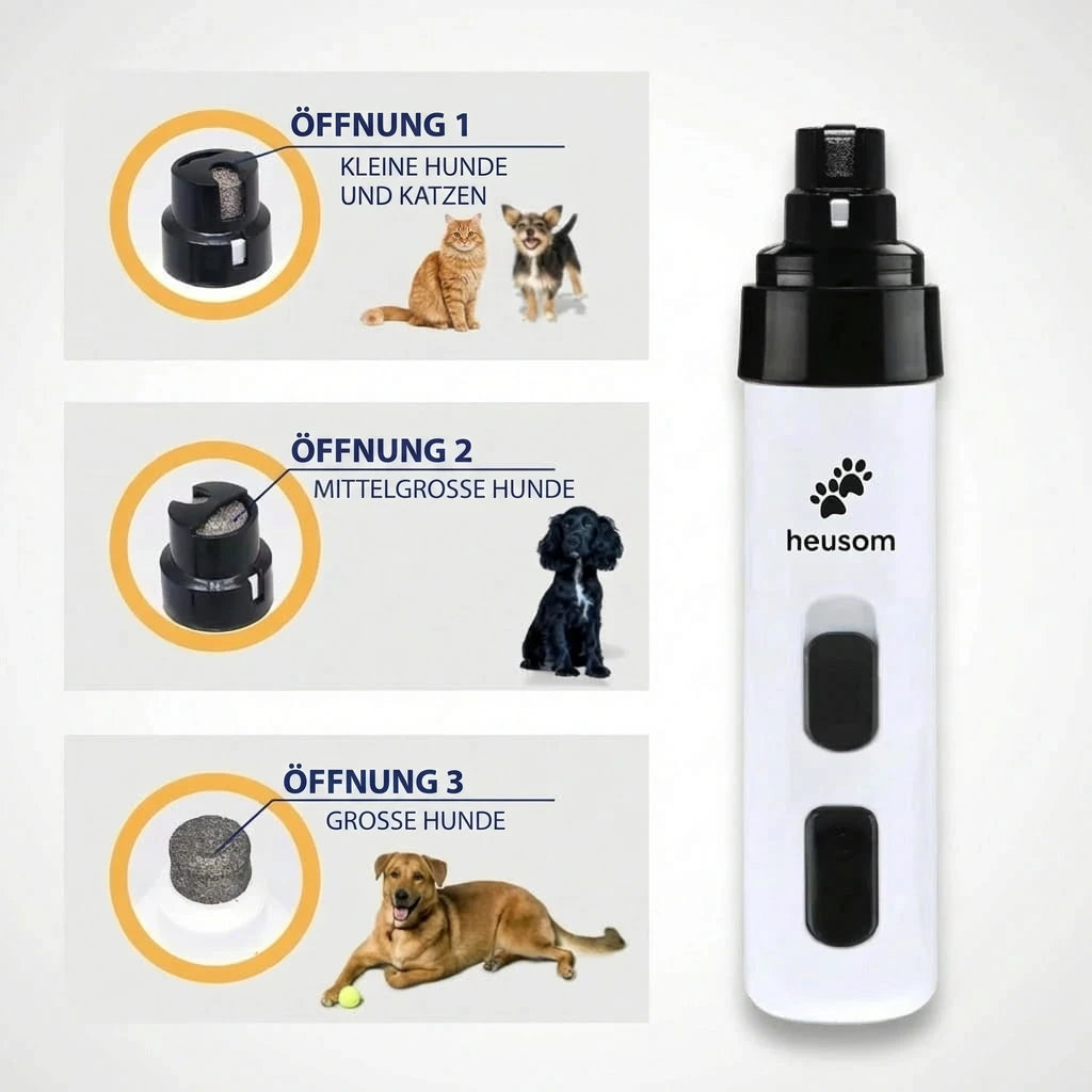 Krallenflüsterer mit drei Schleiföffnungen für kleine, mittlere und große Hunde